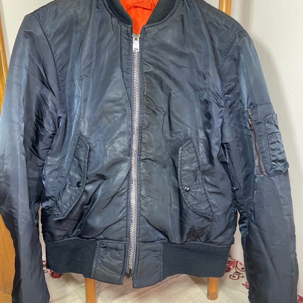 MA-1 USAF Intermediate FLYERS JACKET 70’s Reversible Black Bomber Vintage Jacket
